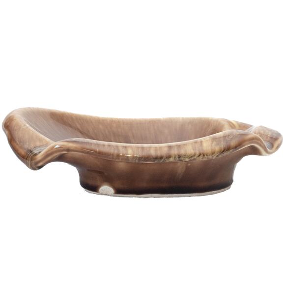 Vintage Brown Oval Ceramic Ashtray - Picture 3 of 11